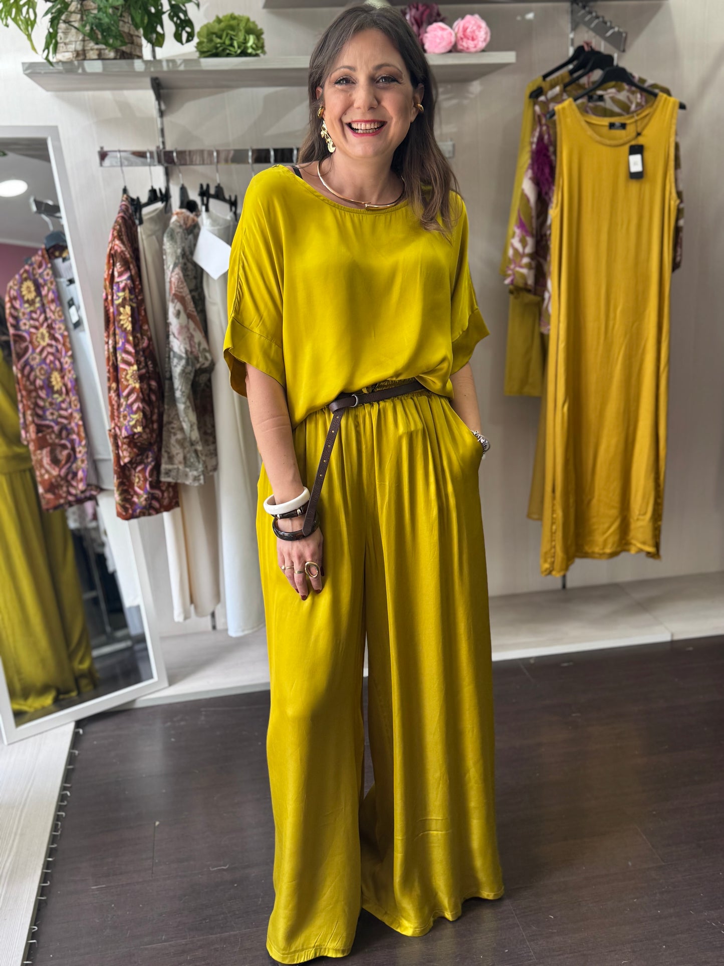 Pantalone oro con coulisse