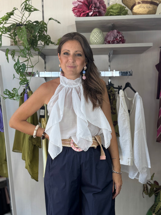 Top bianco voilant