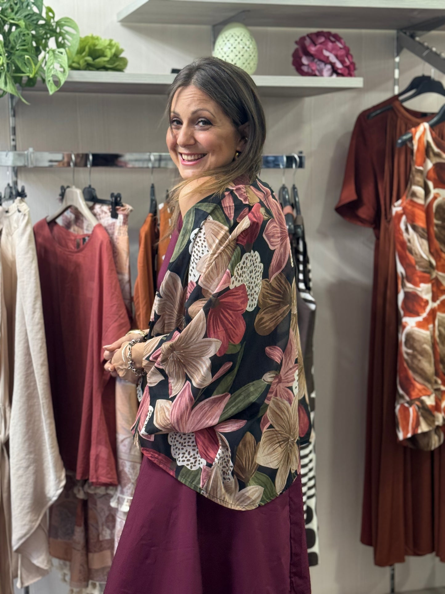 Kimono fantasia nero bordeaux