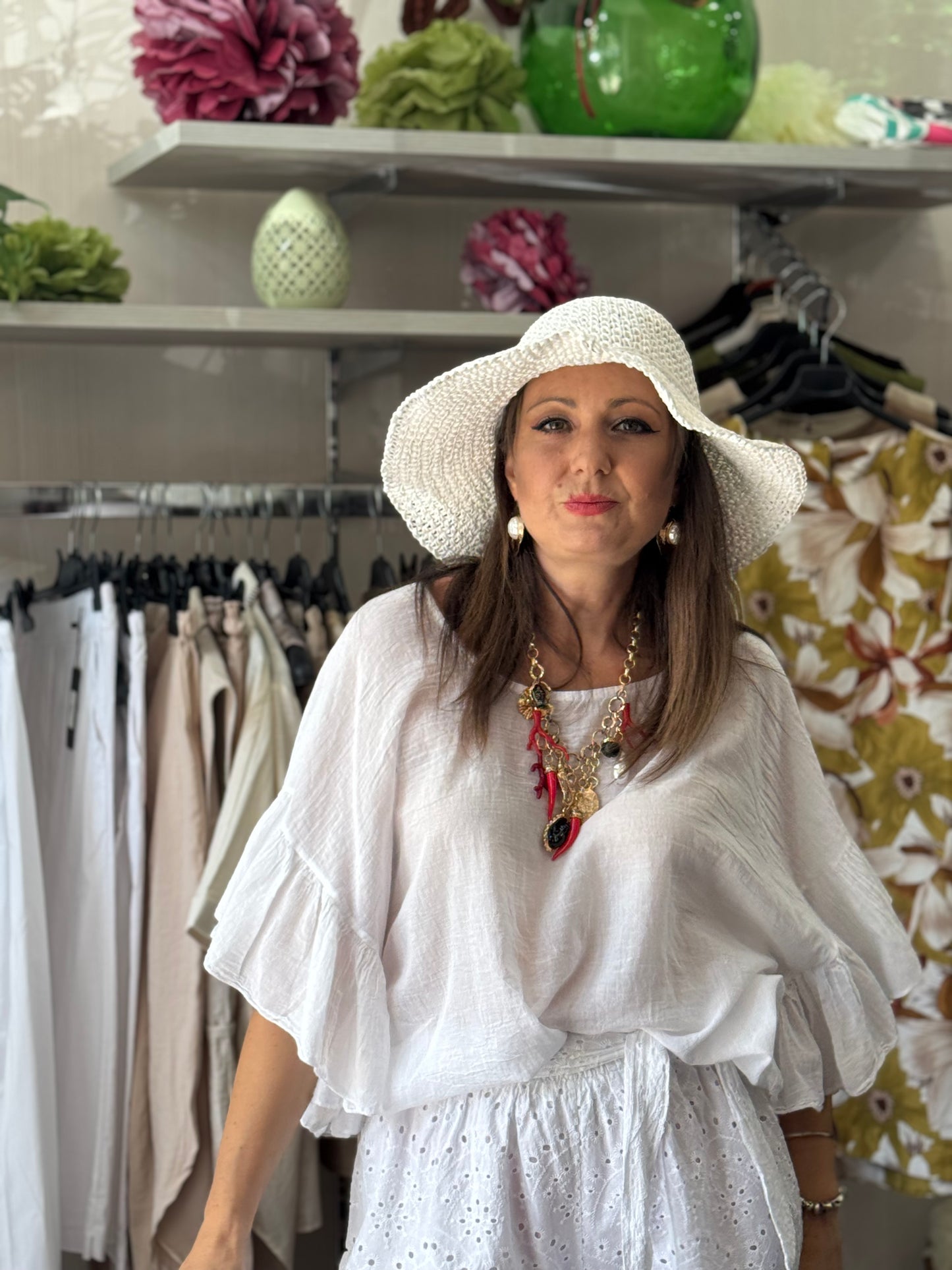 Cappello bianco paglia