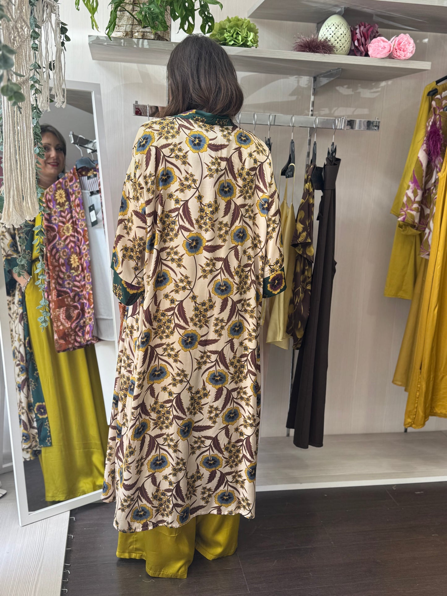 Kimono lungo fantasia ocra