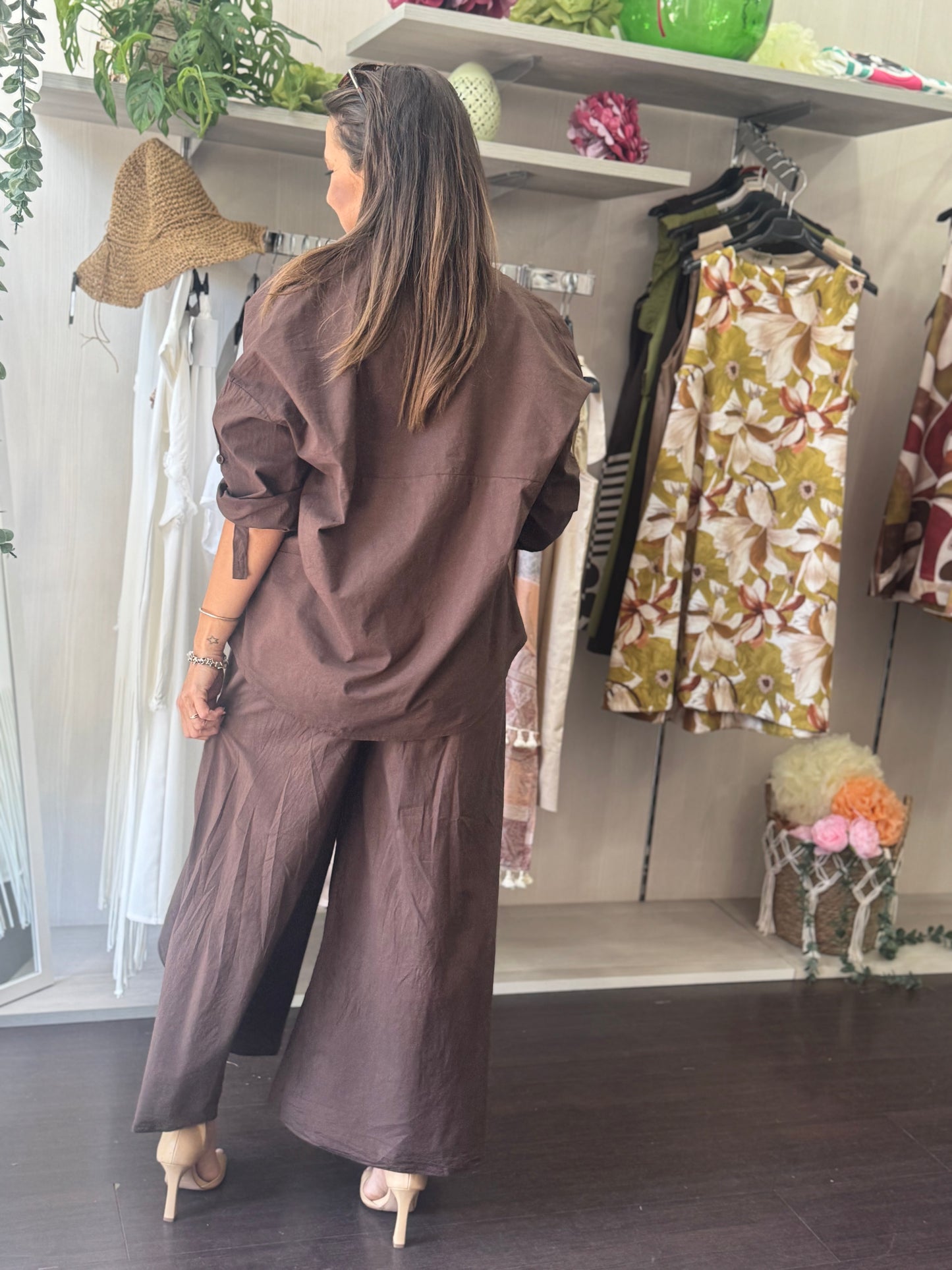 Camicia in mussola cioccolato