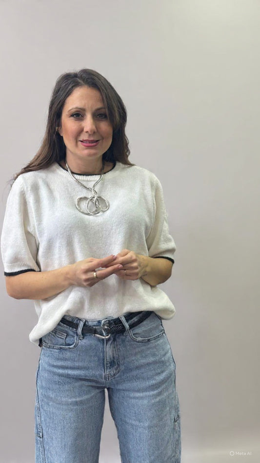 Maglioncino bianco manica corta