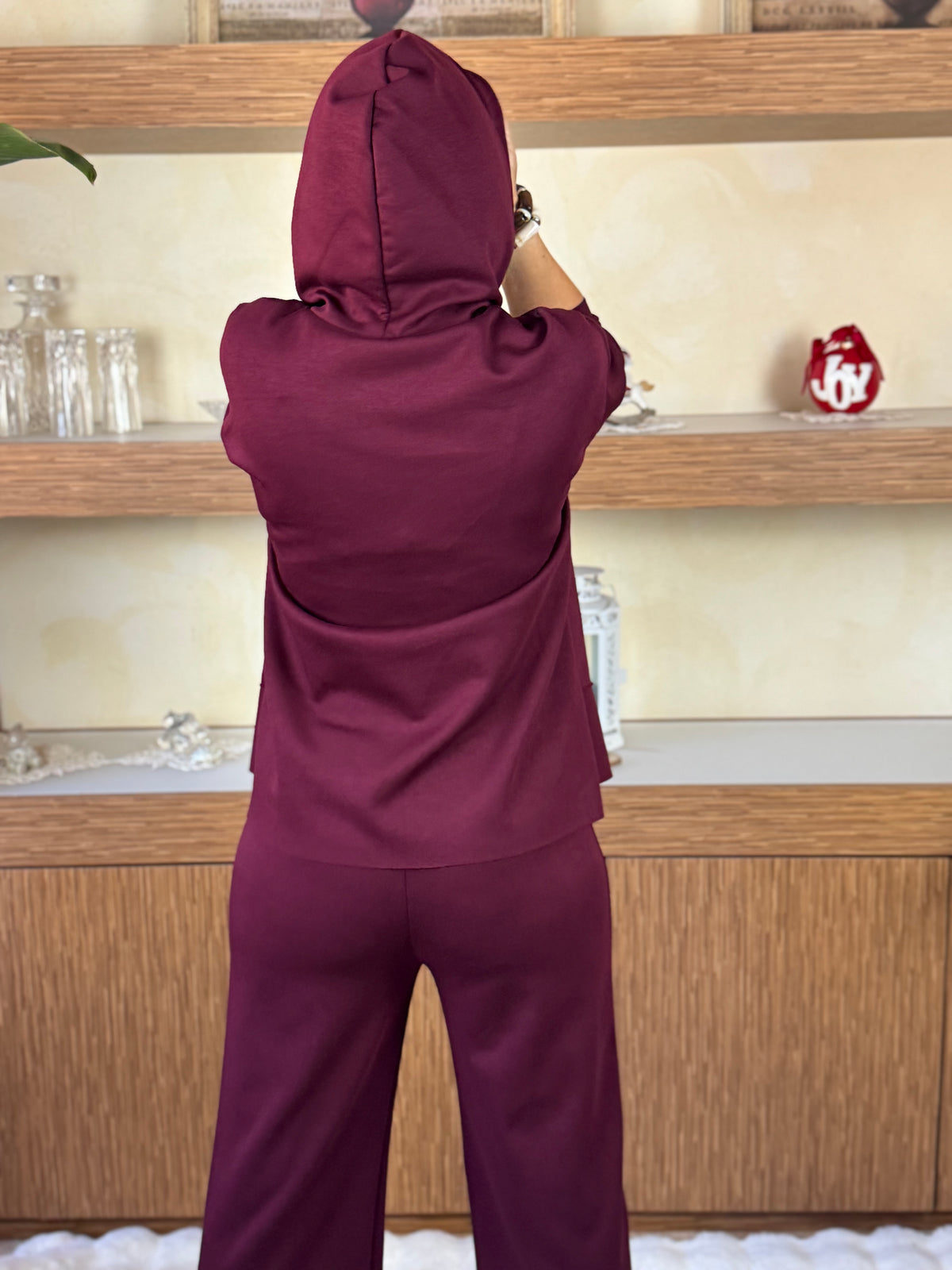 Felpa cappuccio bordeaux