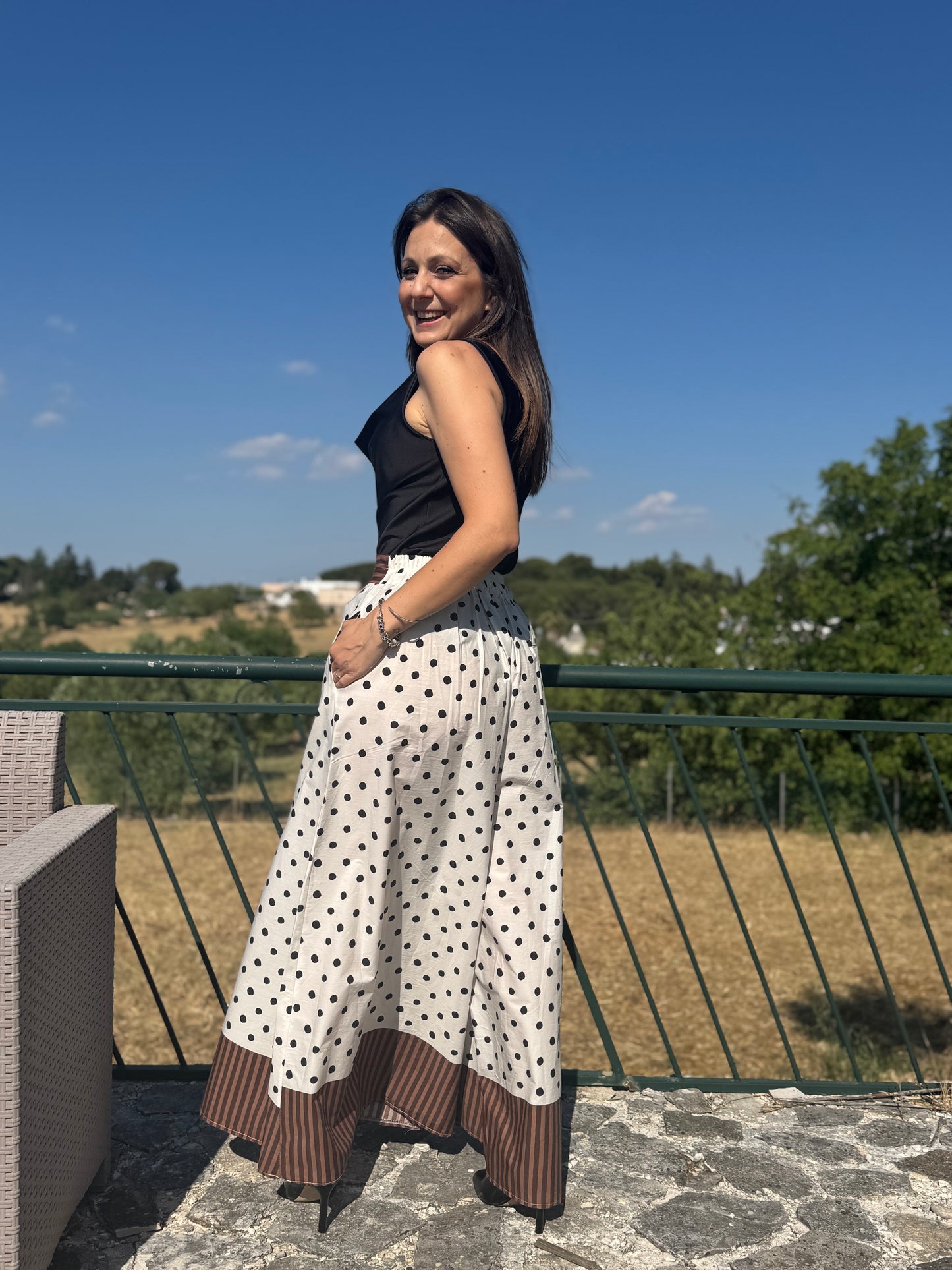 pantalone ampio pois e righe