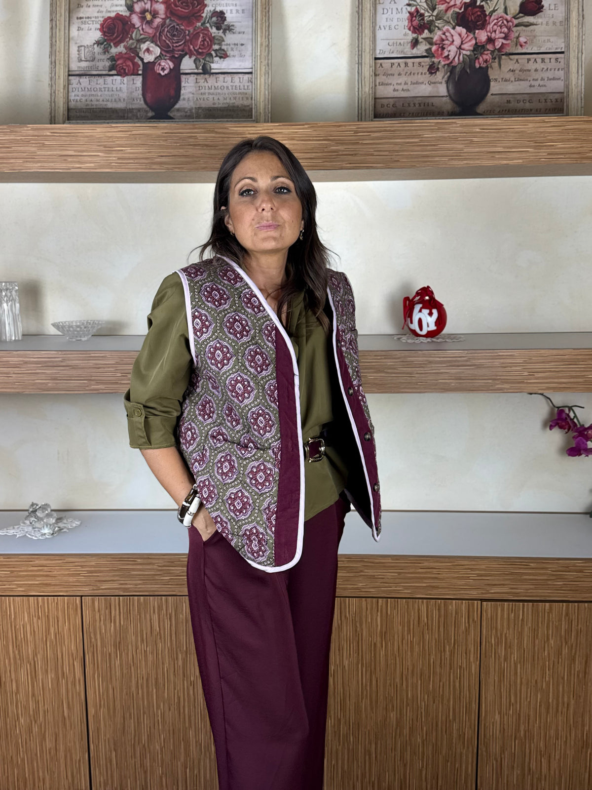 Gilet trapunta bordeaux
