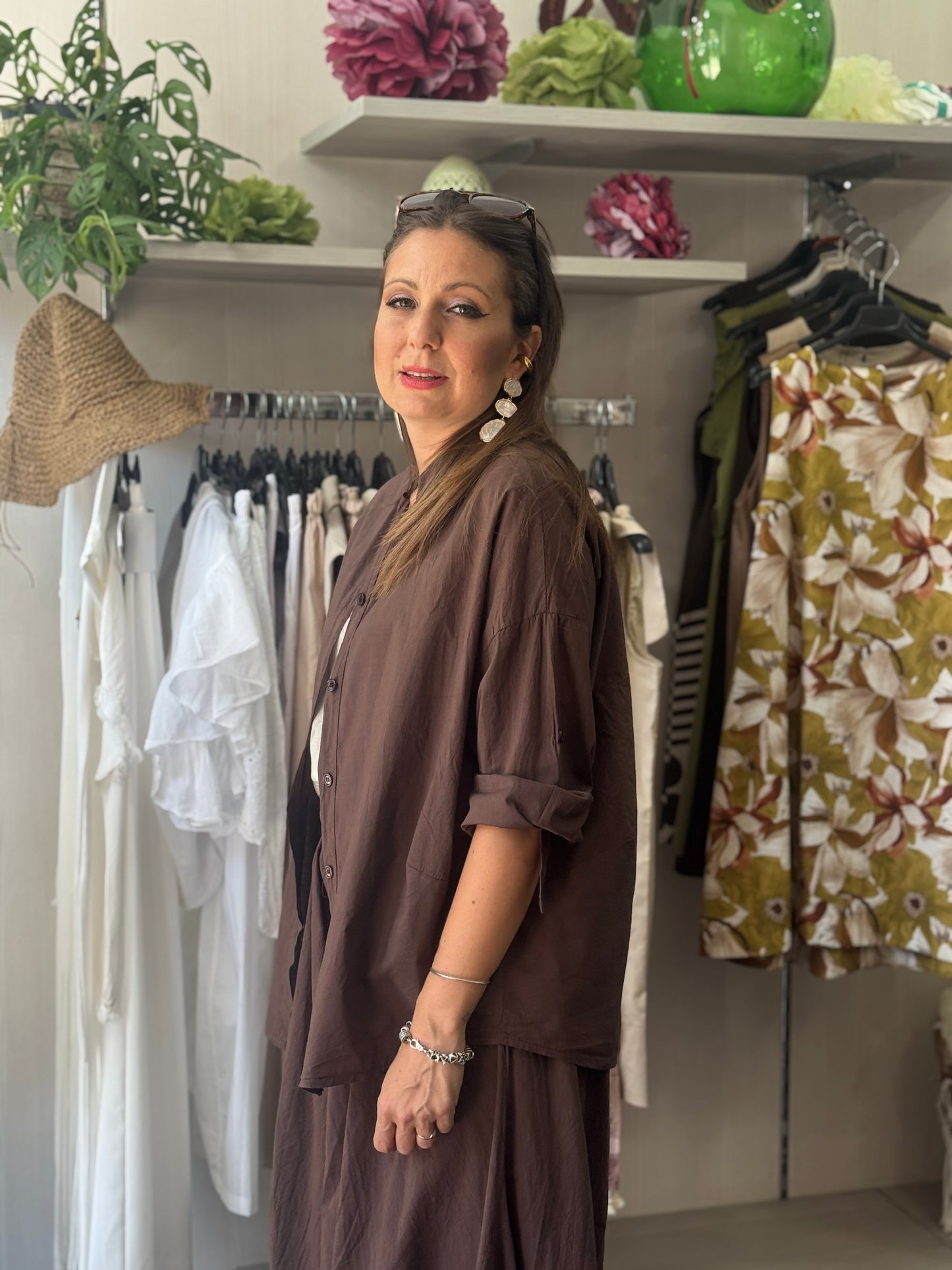 Camicia in mussola cioccolato