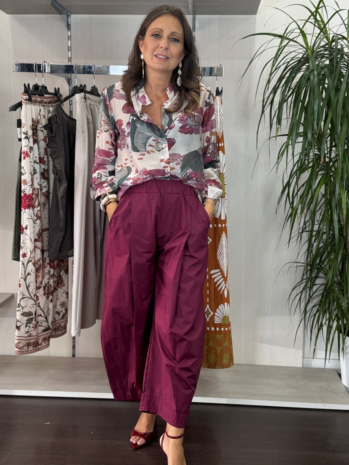 Pantalone bordeaux baloon