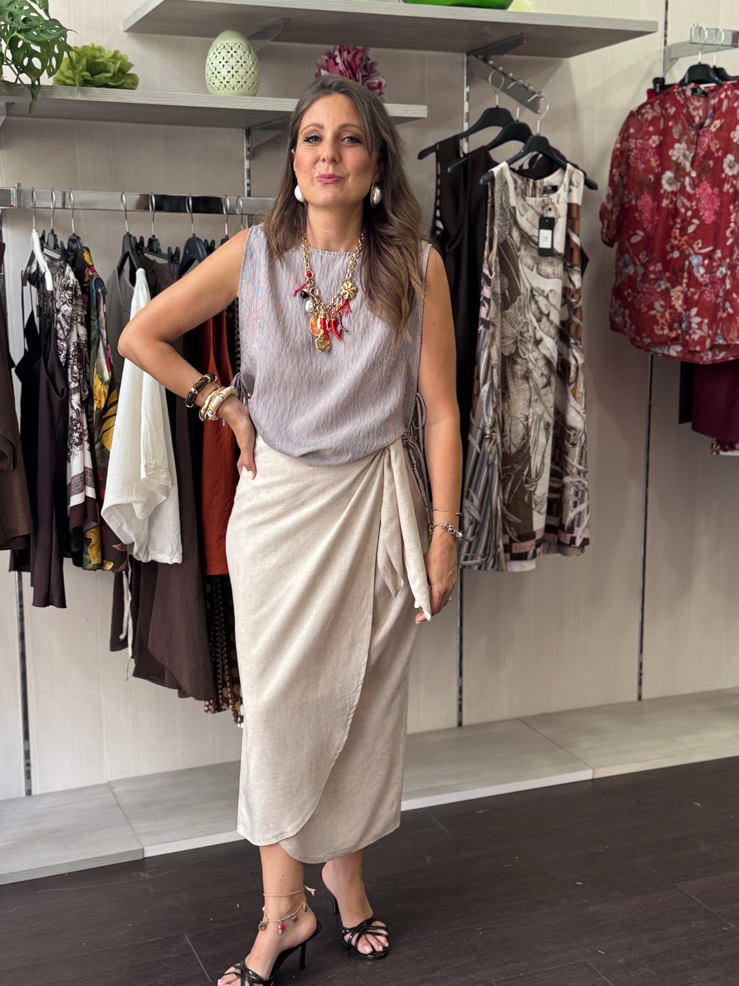 Top gessato e crochet