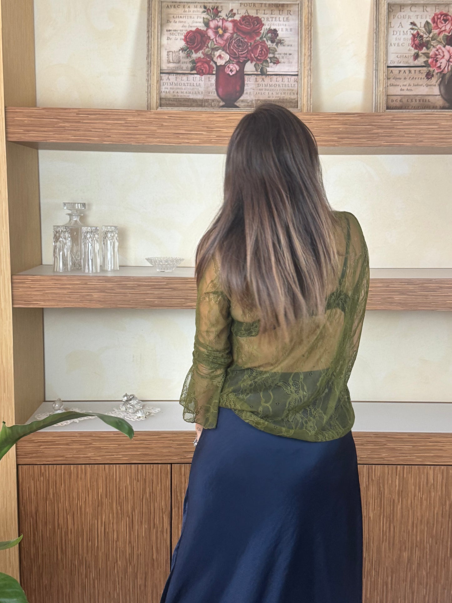 Maglia in pizzo verde