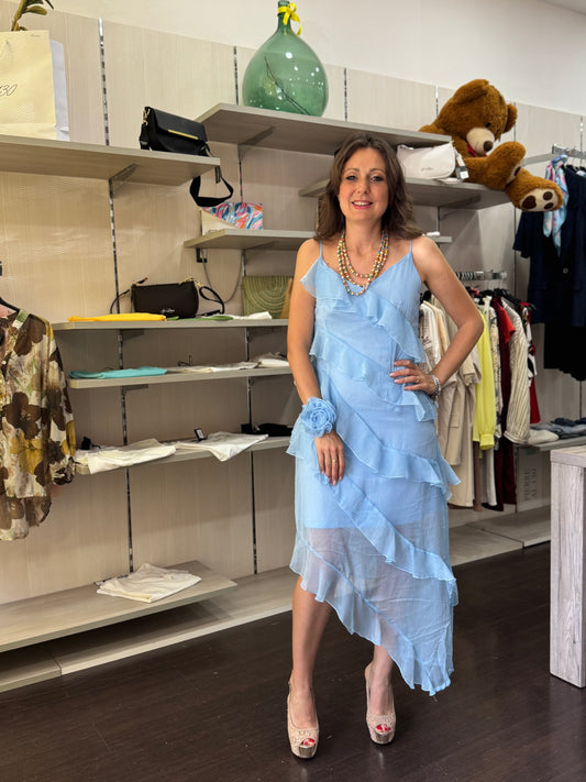 Abito chiffon celeste