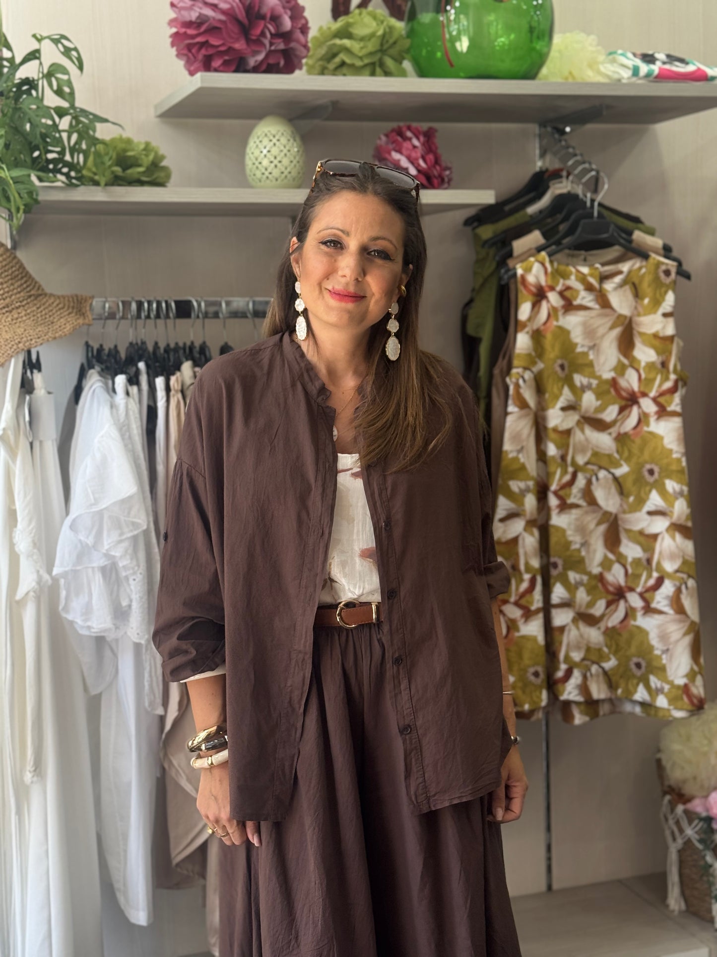 Camicia in mussola cioccolato