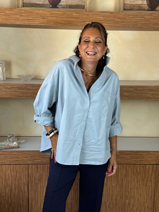 Camicia doppio cotone celeste