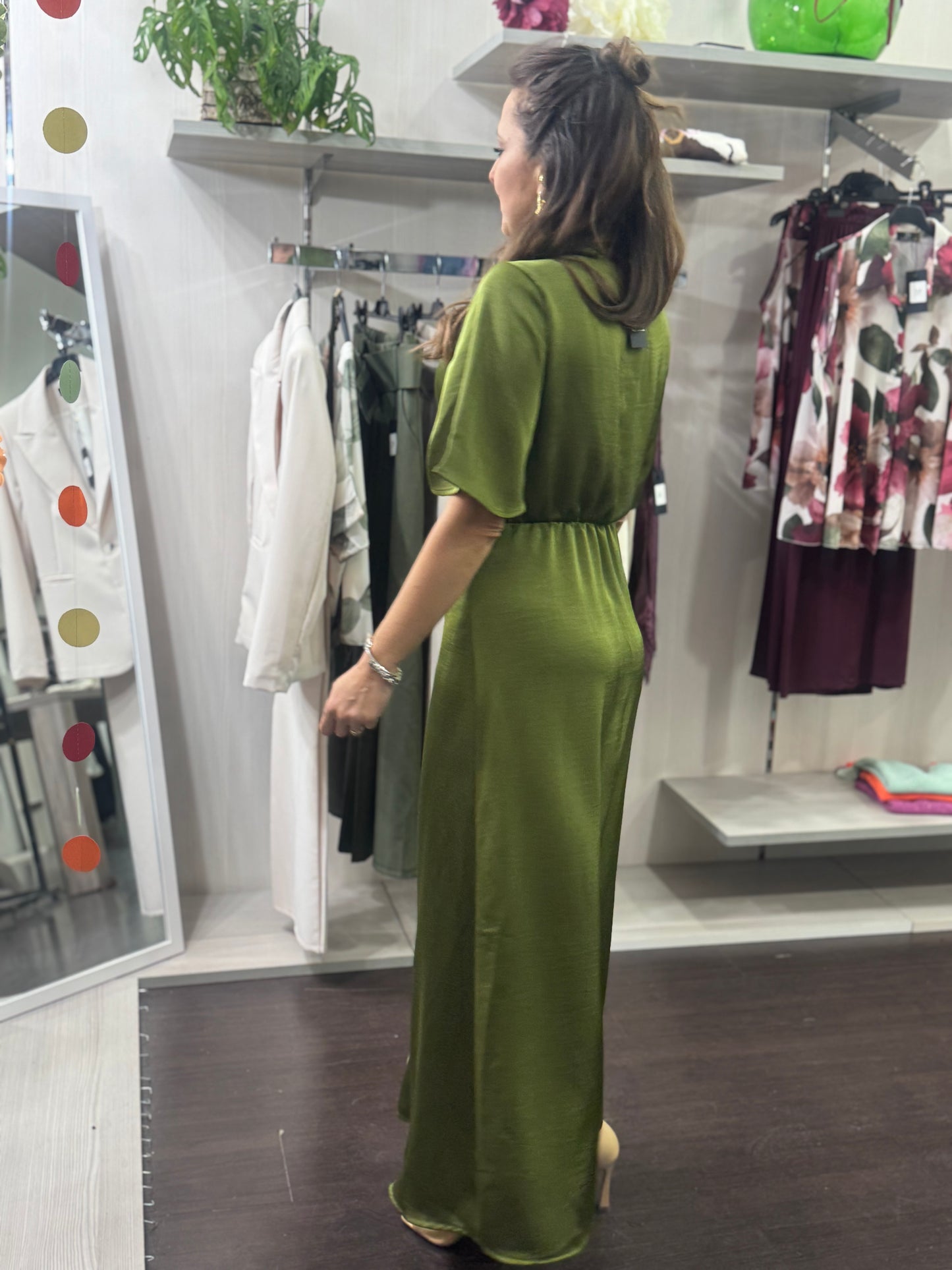 Abito satin verde