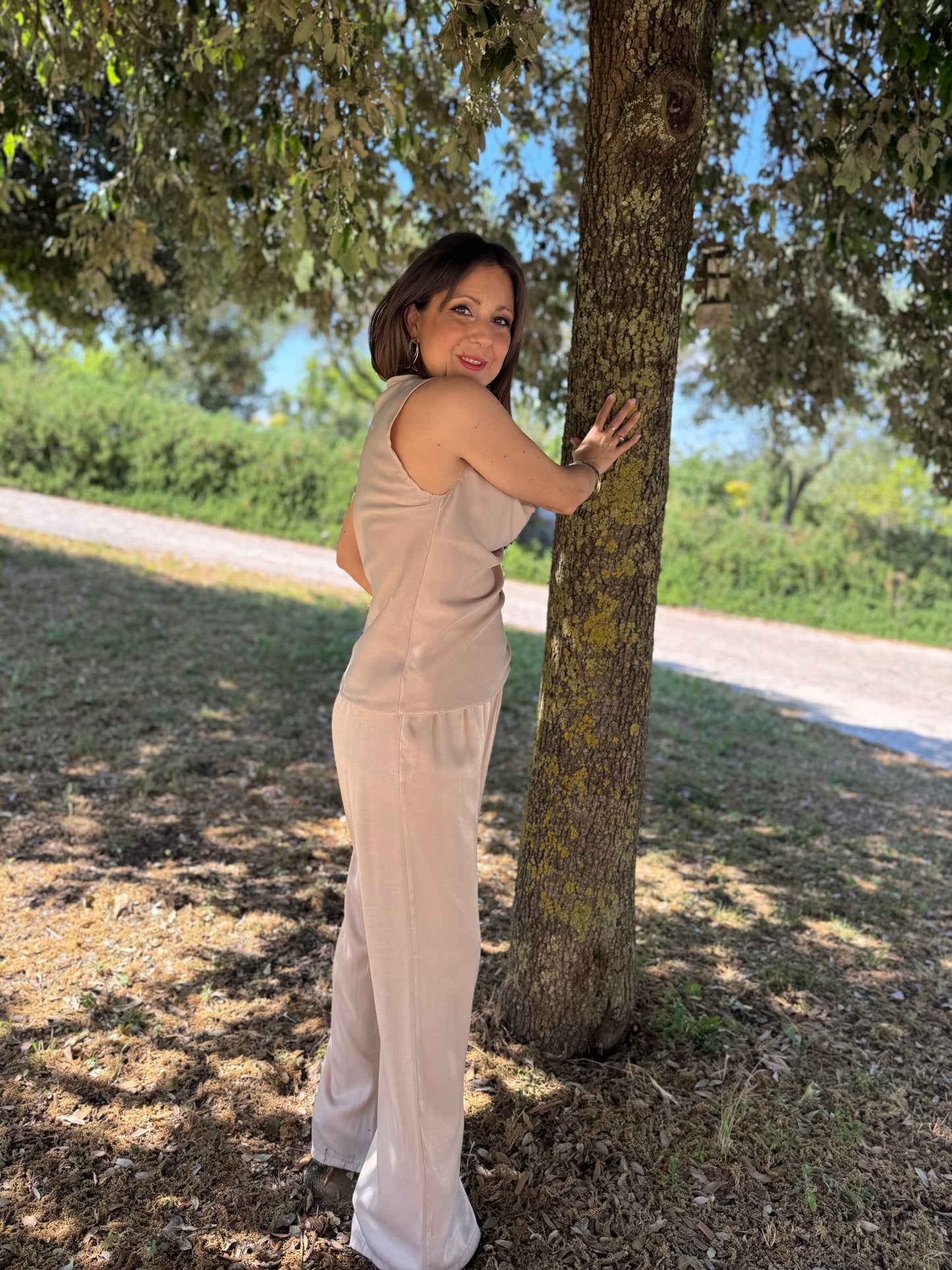 Pantalone in viscosa avorio