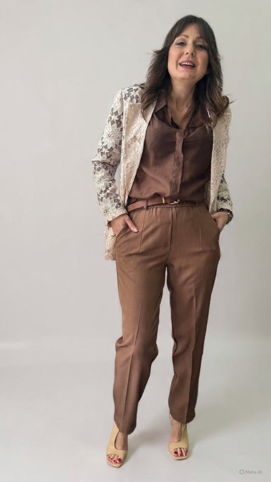 Pantalone cioccolato gamba dritta