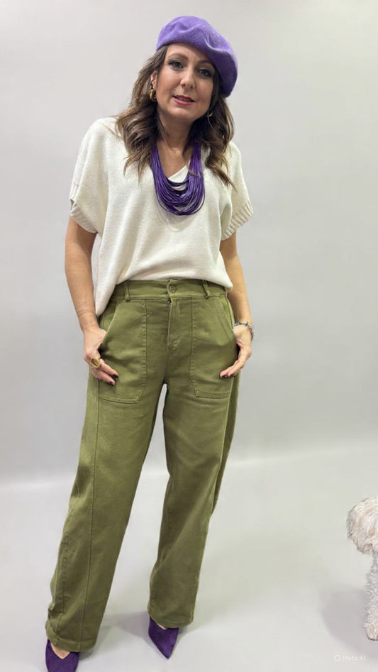 Pantalone barrell verde