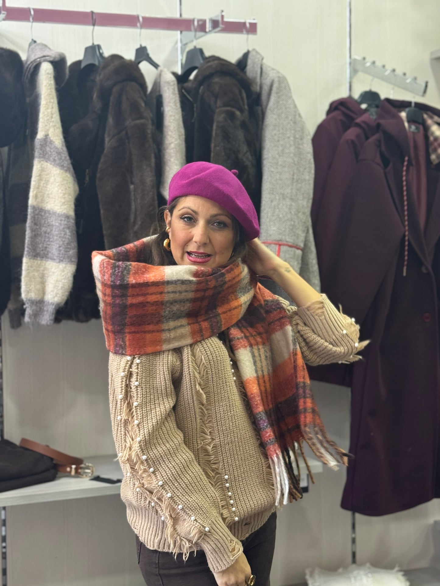 Sciarpa arancio tartan