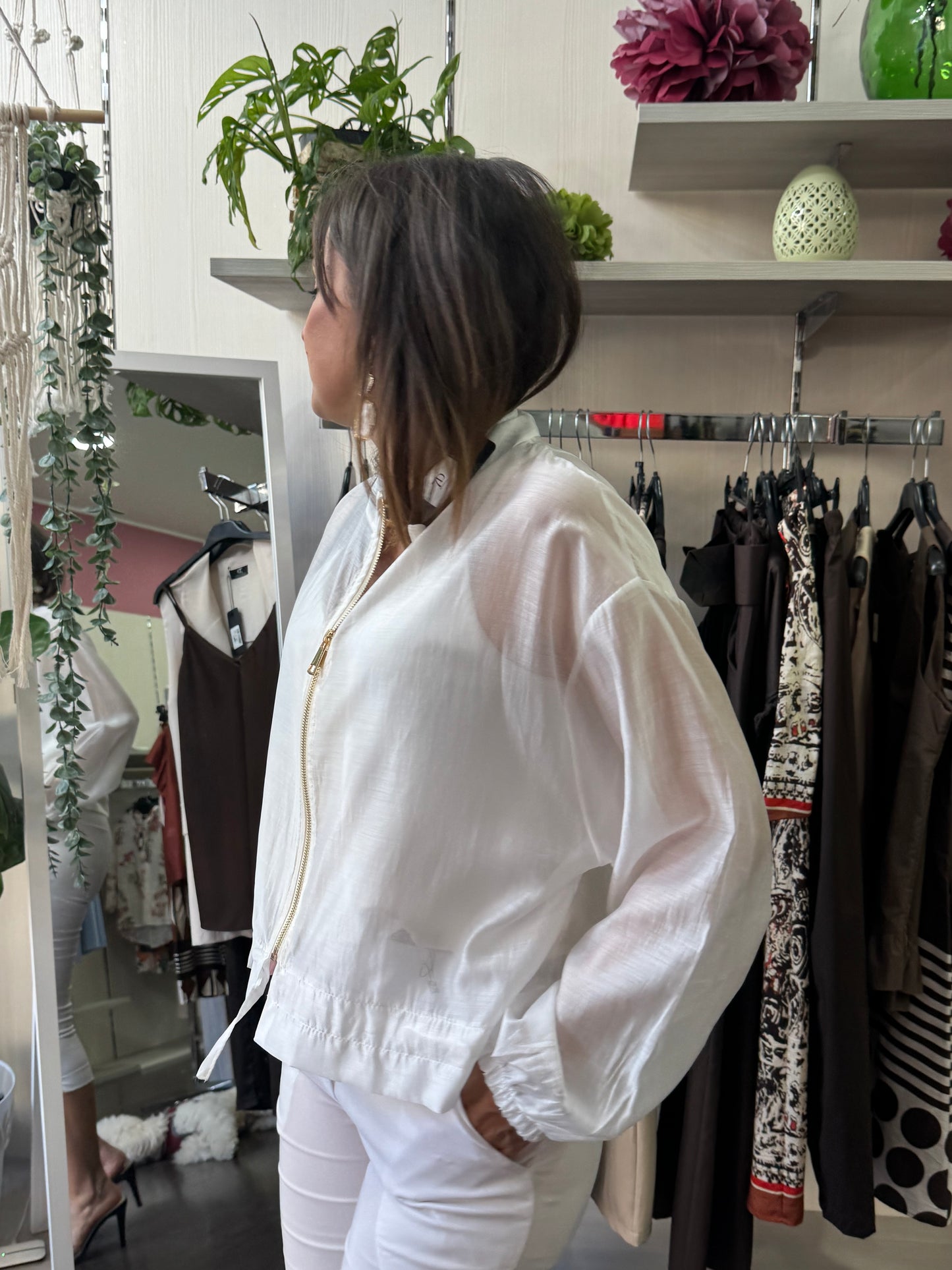 Camicia zip bianca