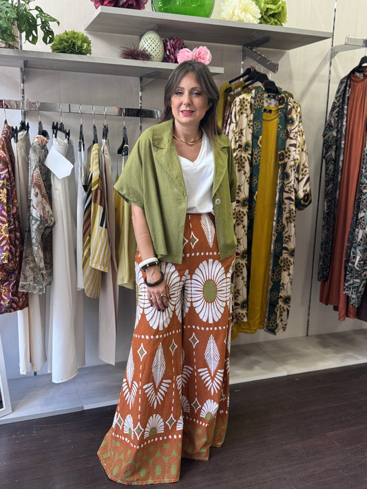 Pantalone fiori verdi