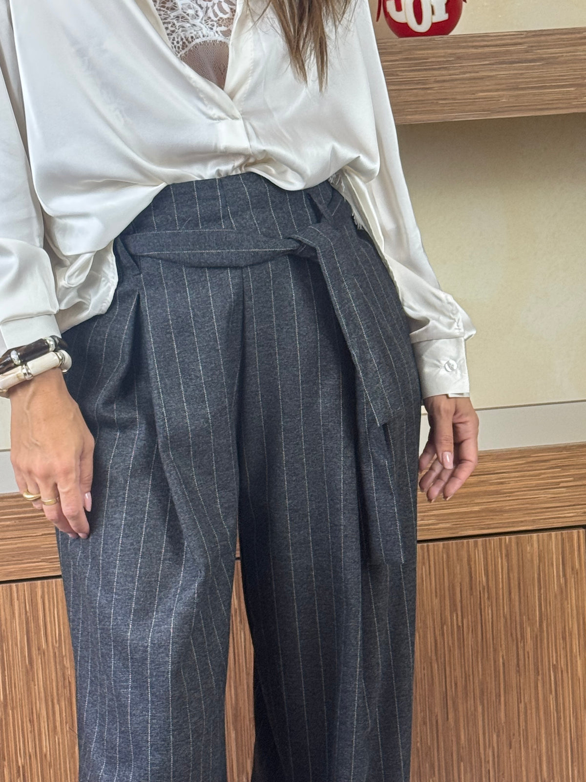 Pantalone gessato grigio