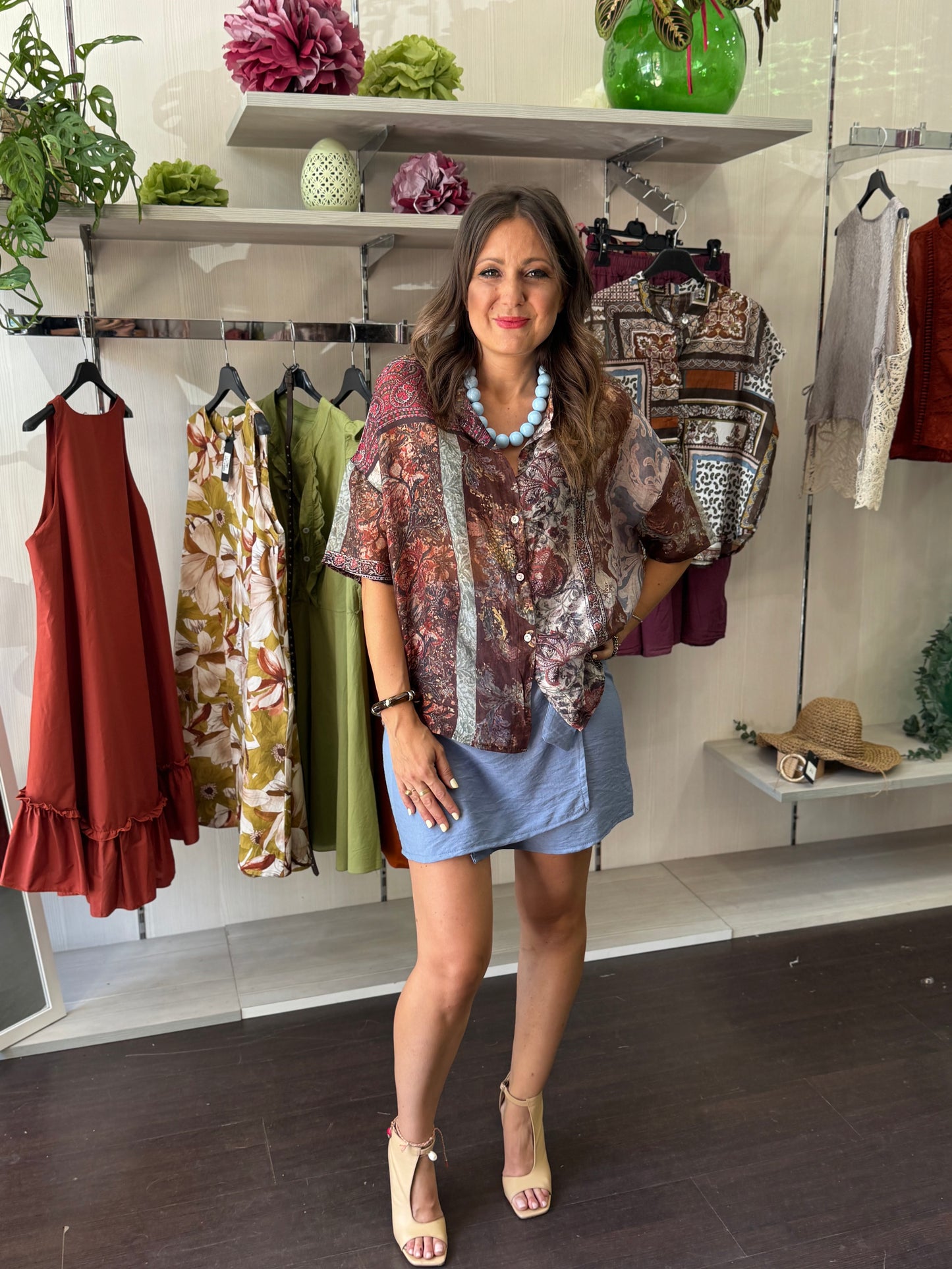 Camicia fantasia celeste moro