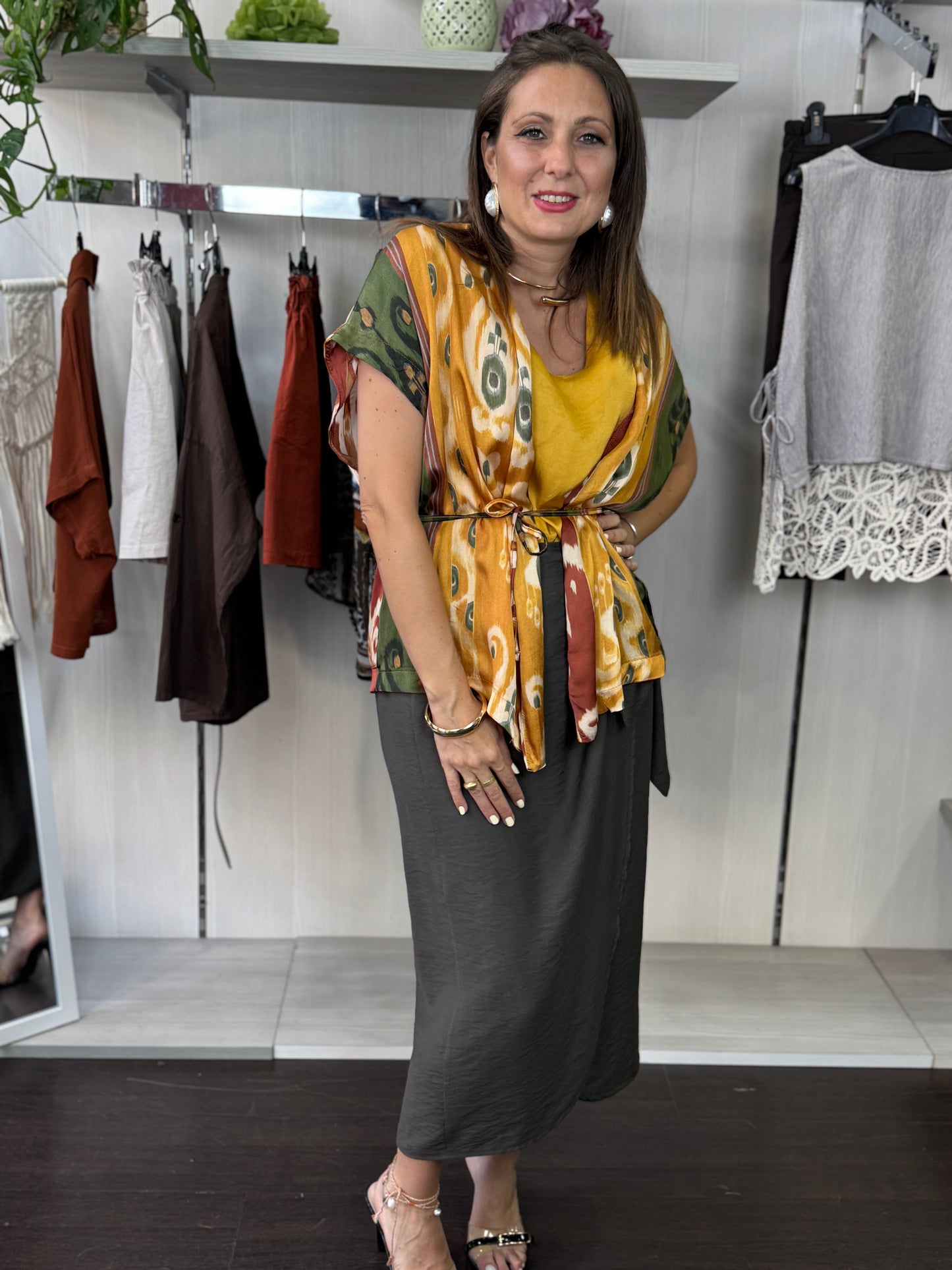 Kimono ocra e verde