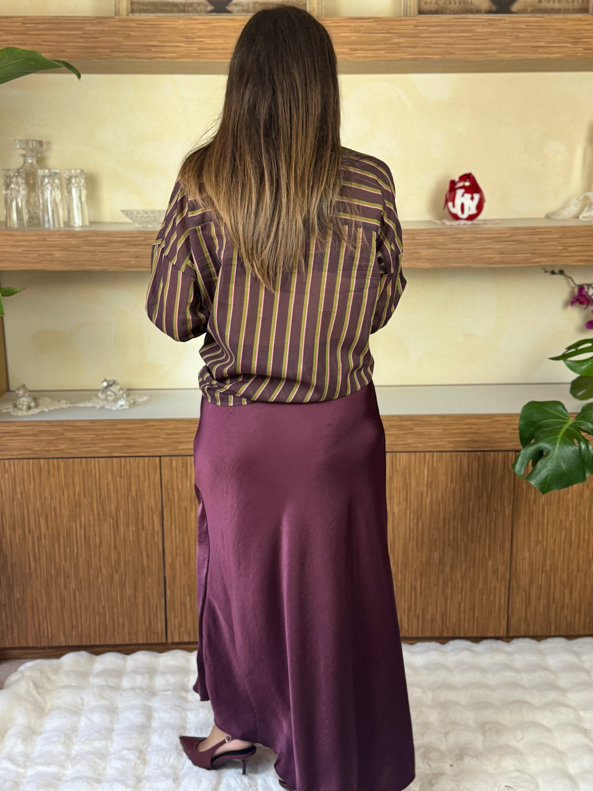Gonna satin bordeaux