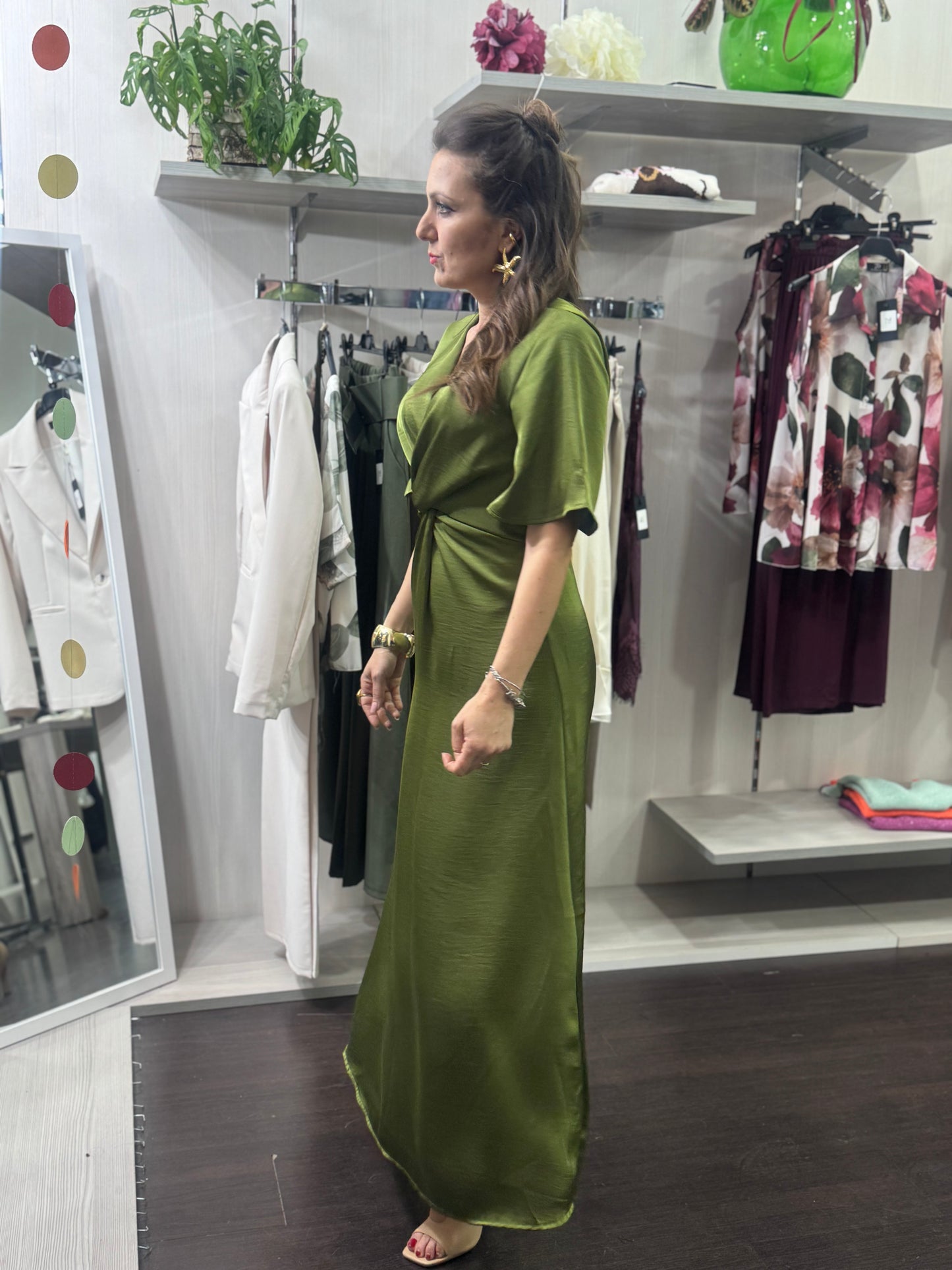 Abito satin verde