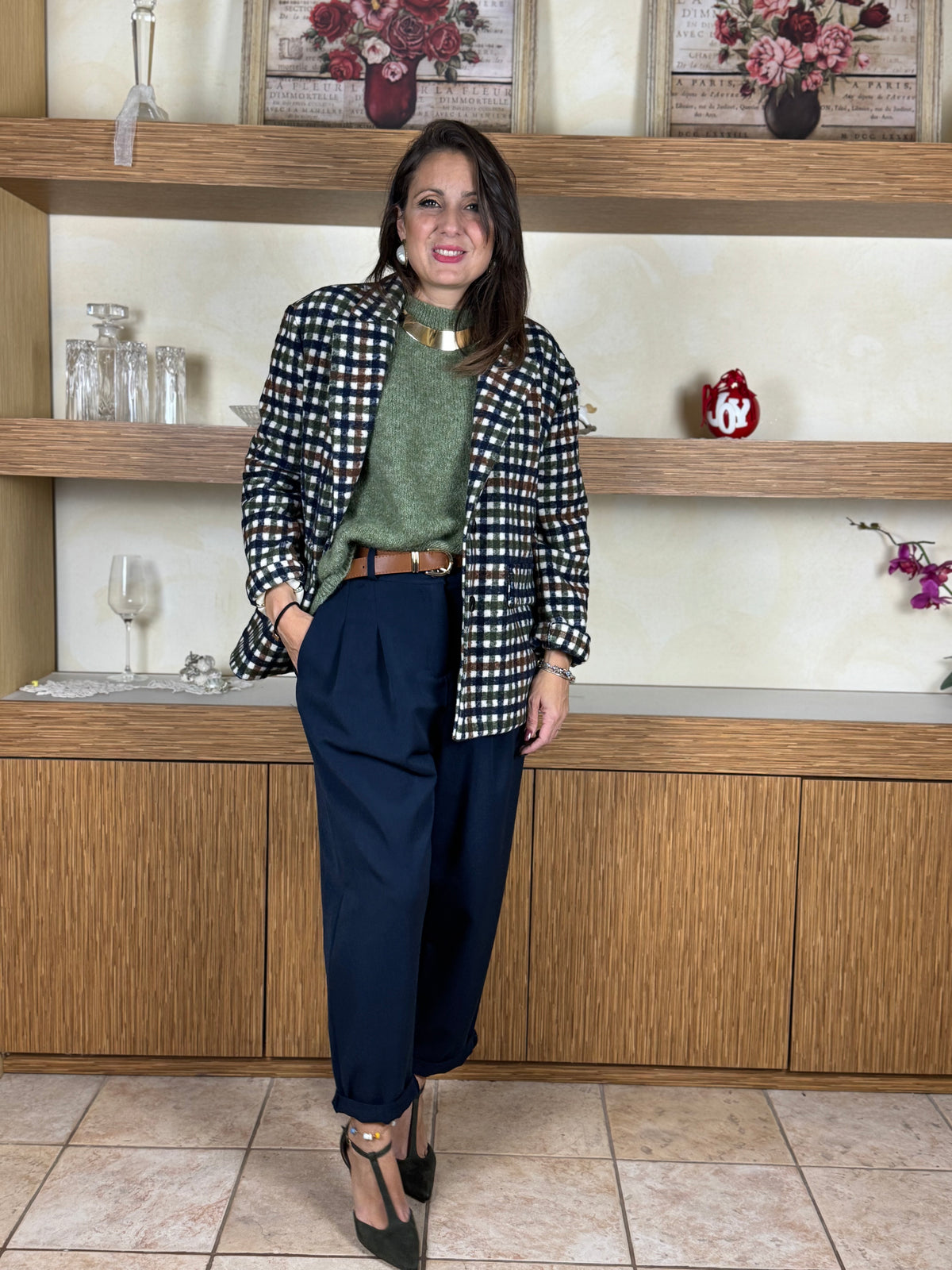 Blazer check verde e blu