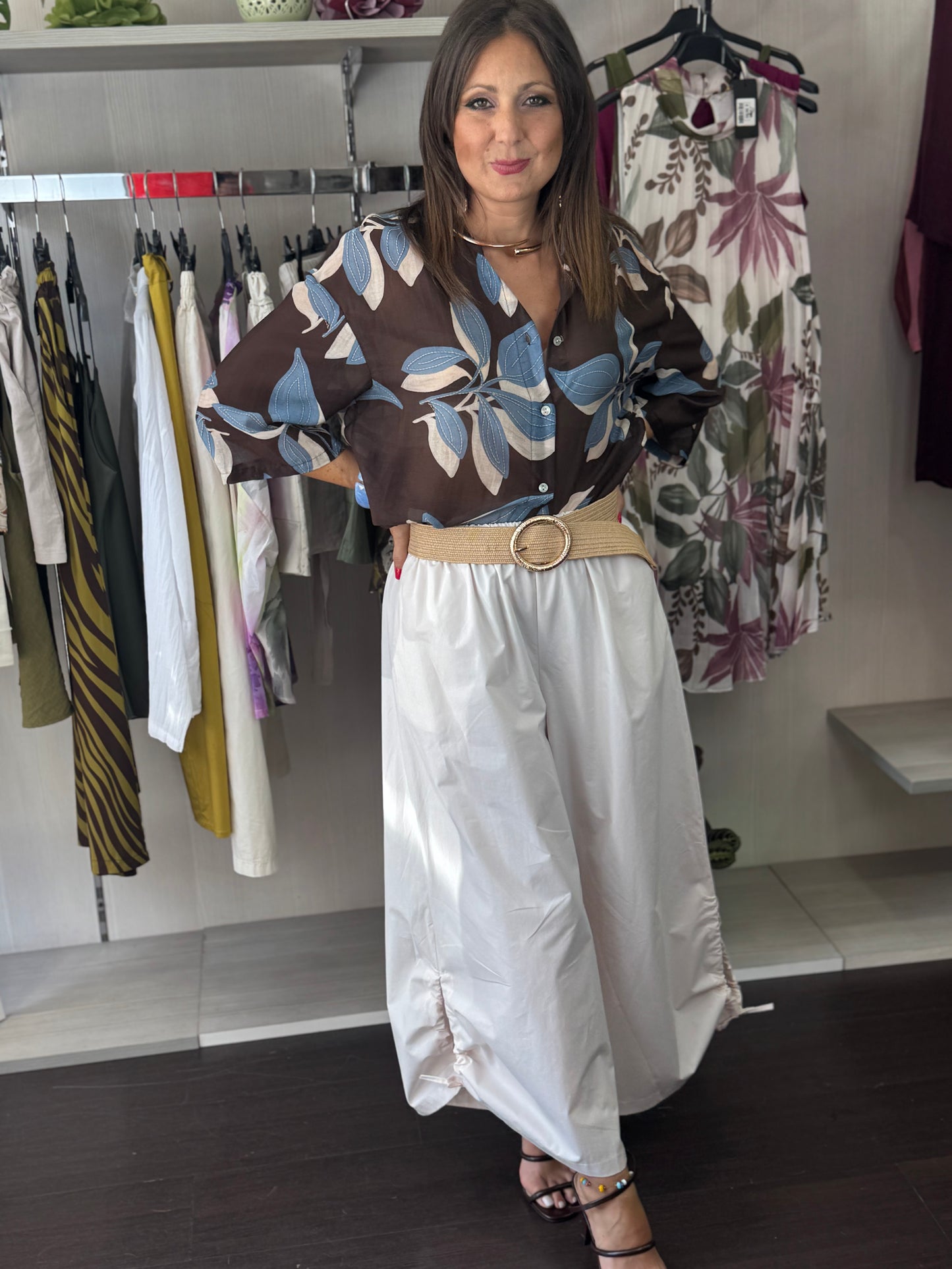Camicia celeste cioccolato