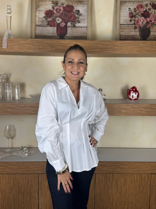 Blusa scollo a V bianca