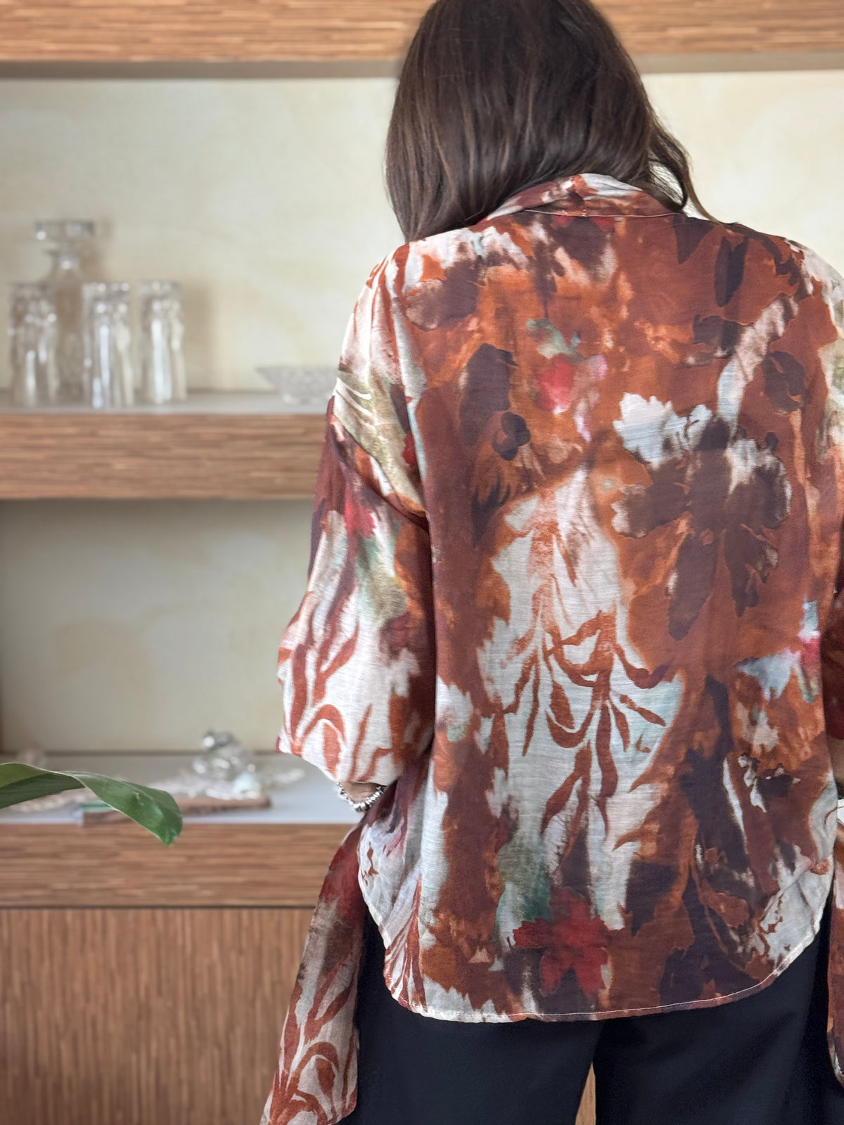 Blusa con fusciacca ruggine