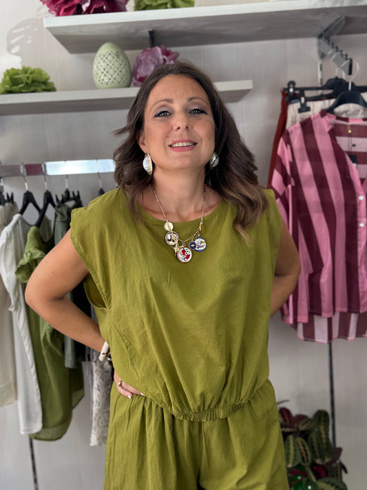 Blusa mussola verde