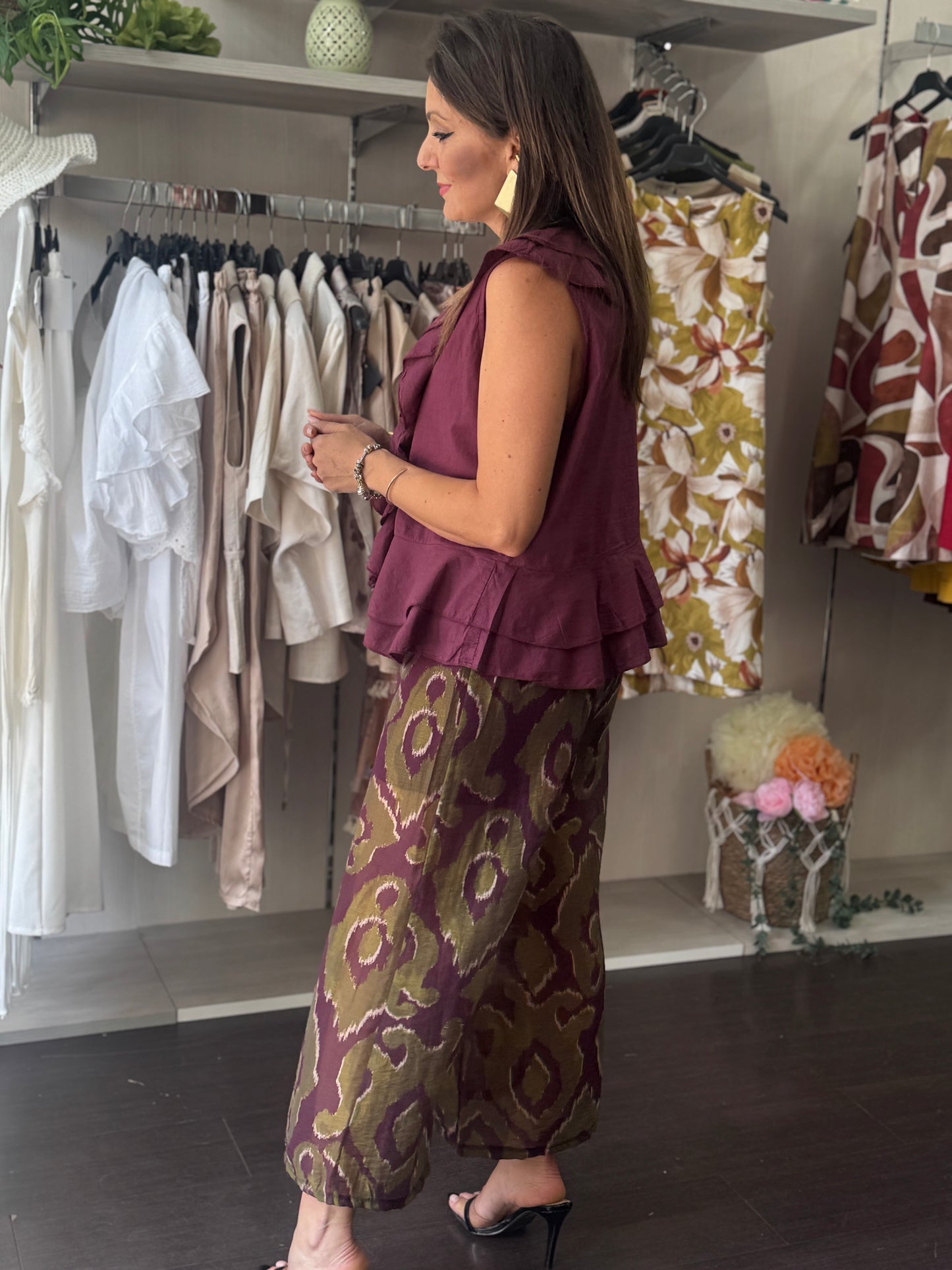 Pantalone olio bordeaux