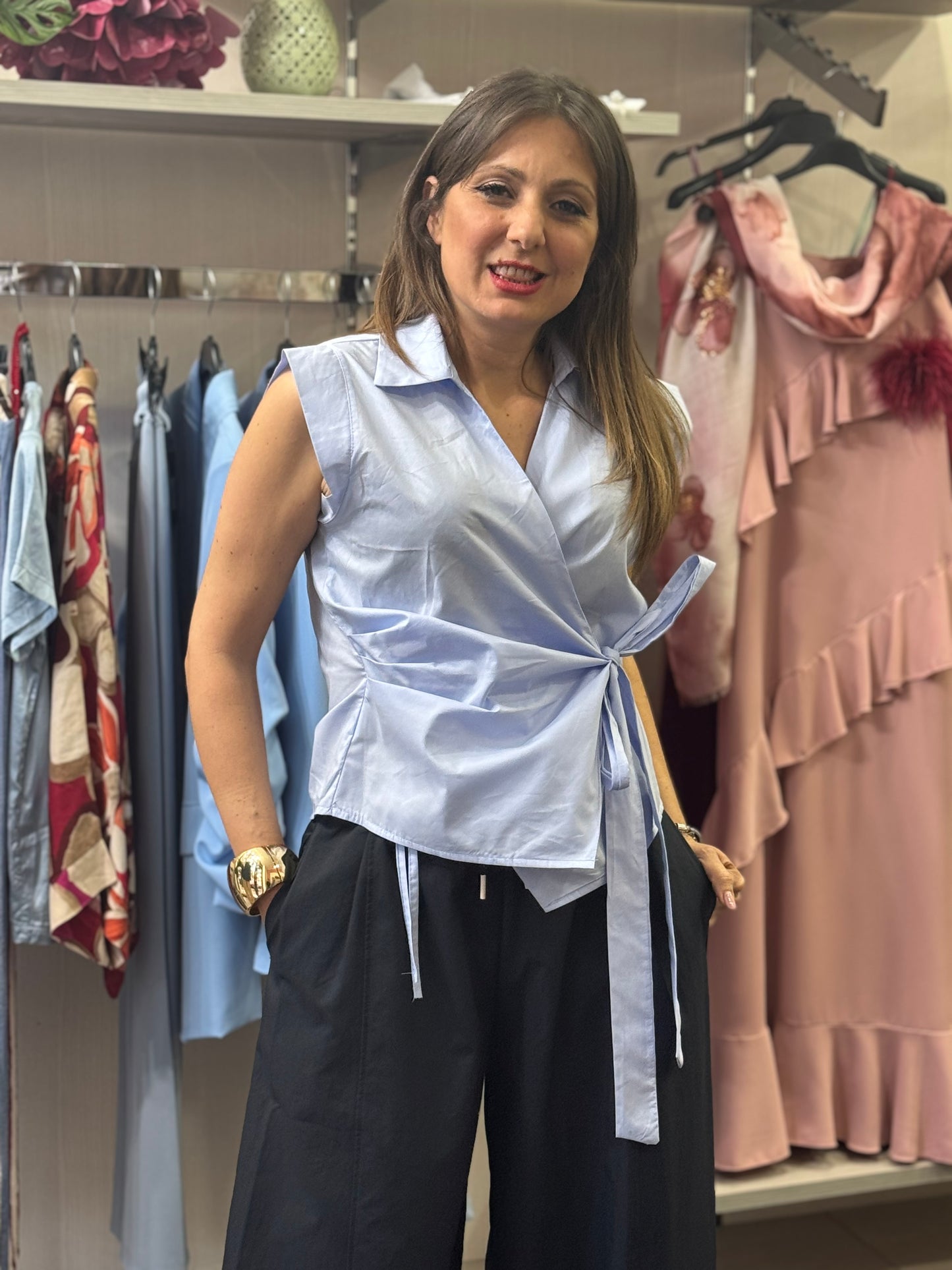 Blusa cotone fiocco