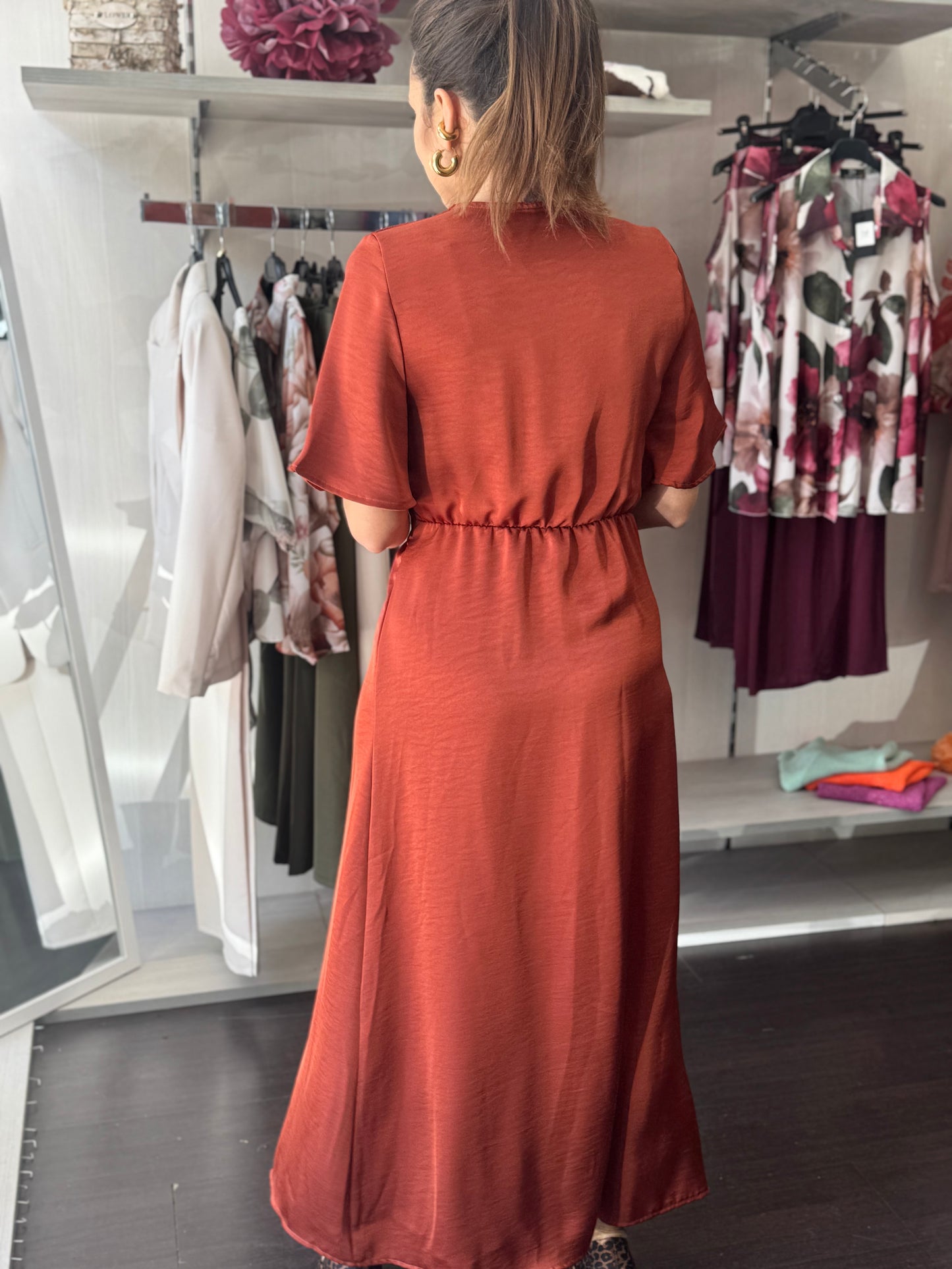 Abito satin ruggine