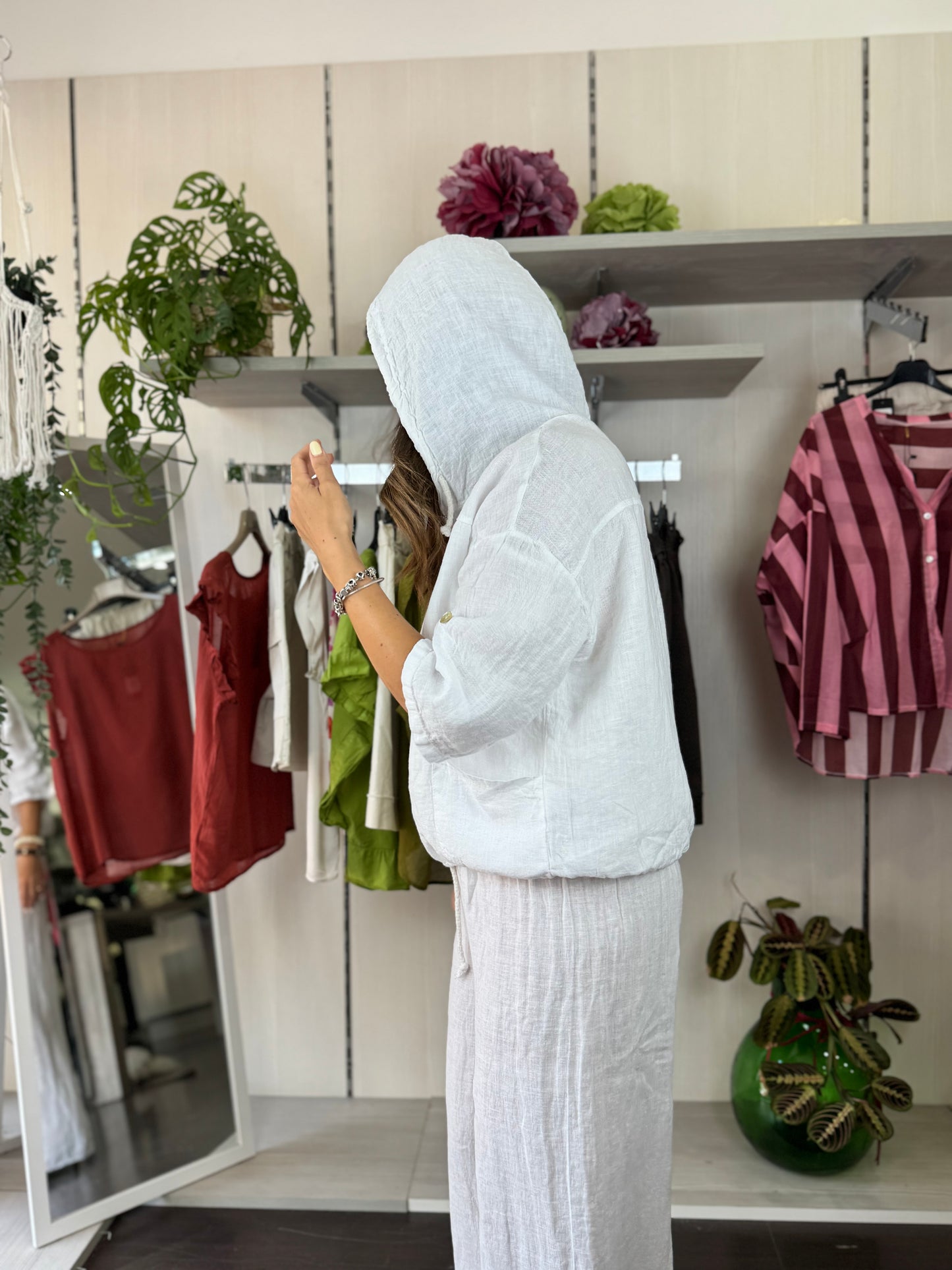Cardigan lino bianco