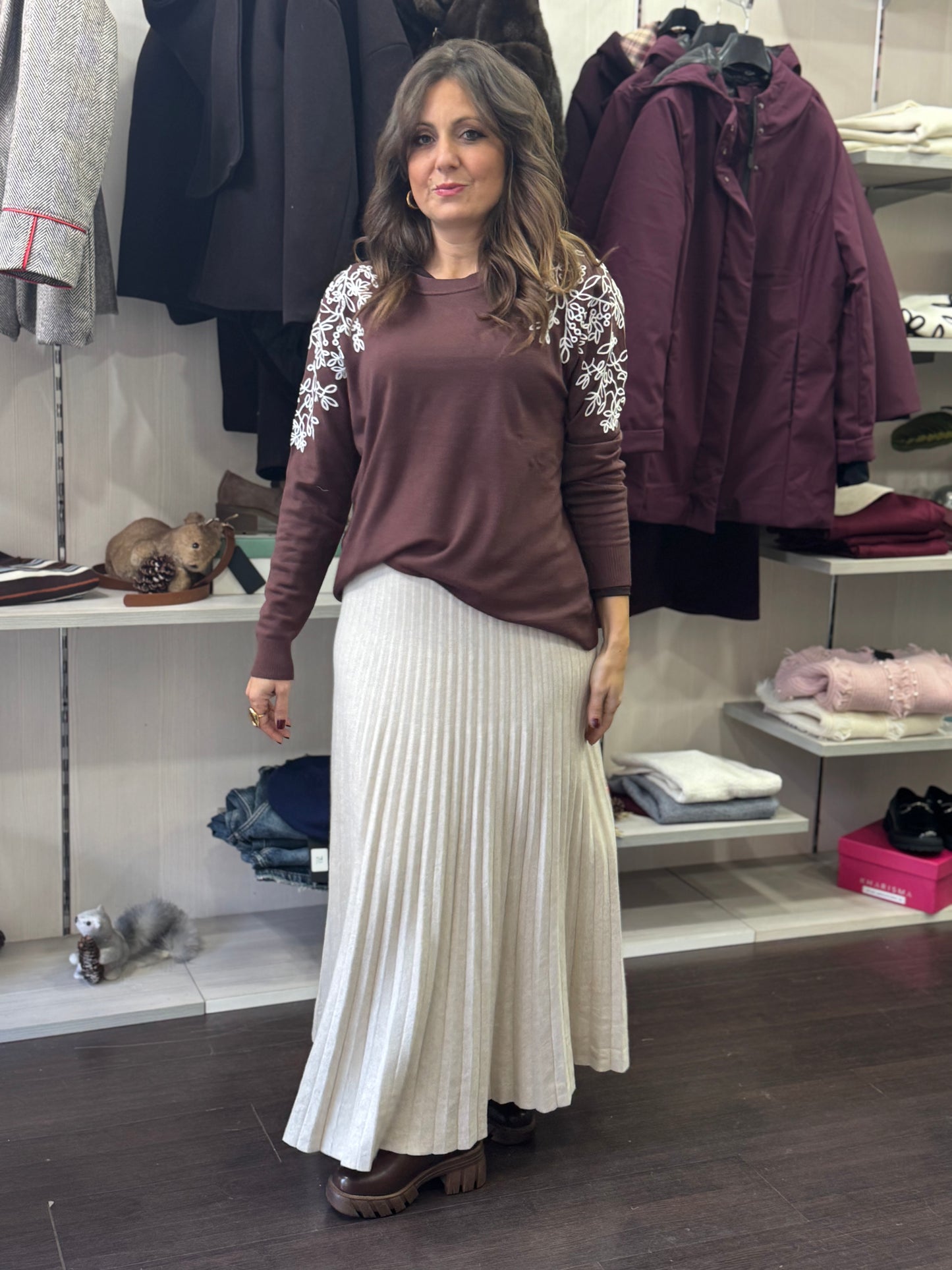 Gonna in maglia plisse