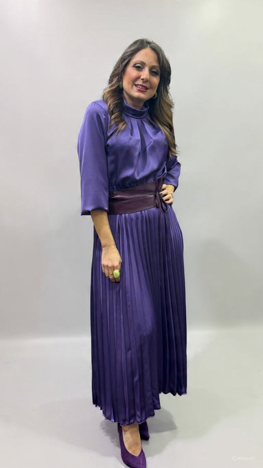 Abito plissettato viola