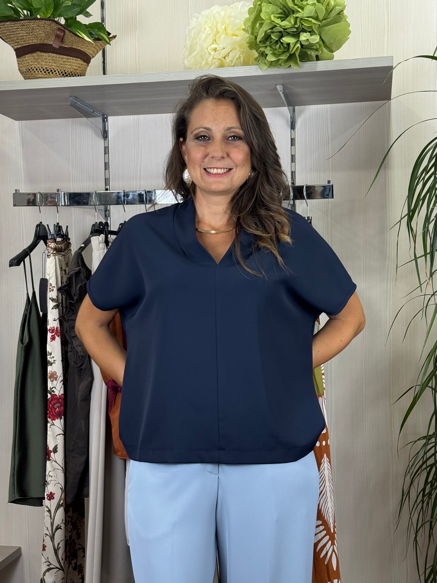 Blusa blu a V