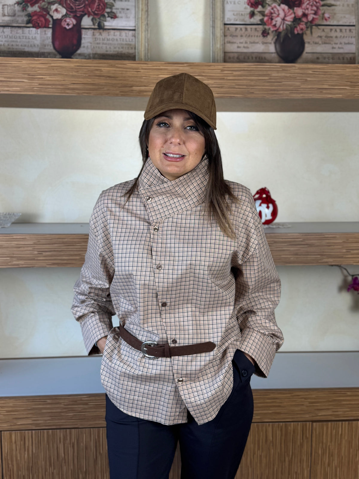 Camicia check beige