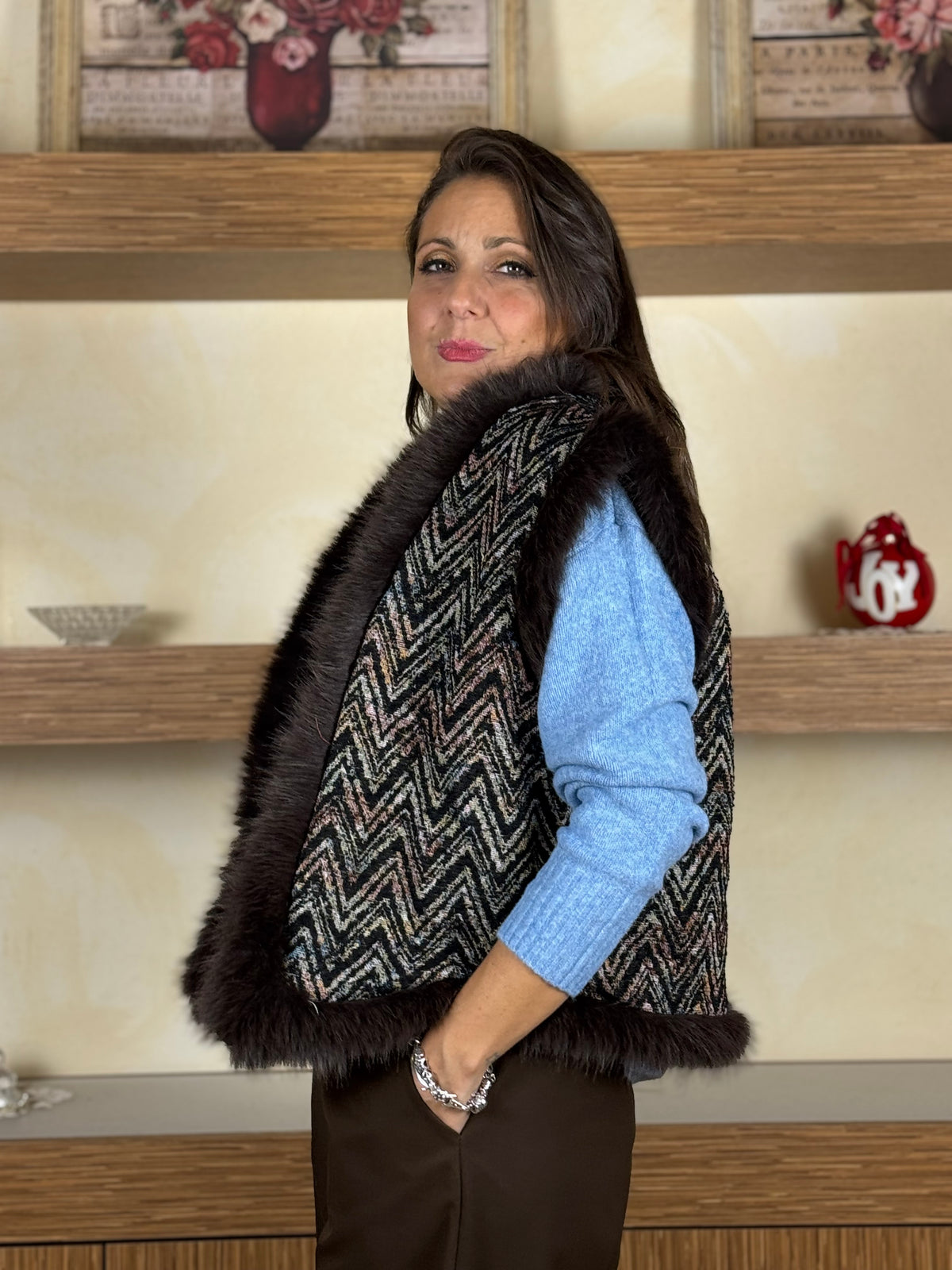 Gilet gobelin e pelliccia