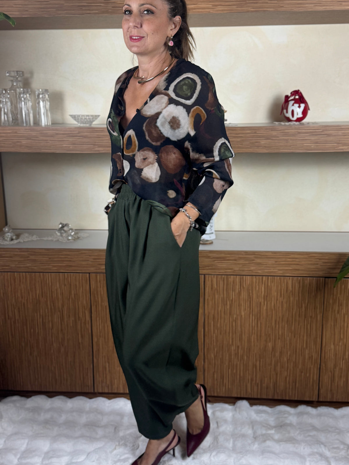 Pantalone barrell verde