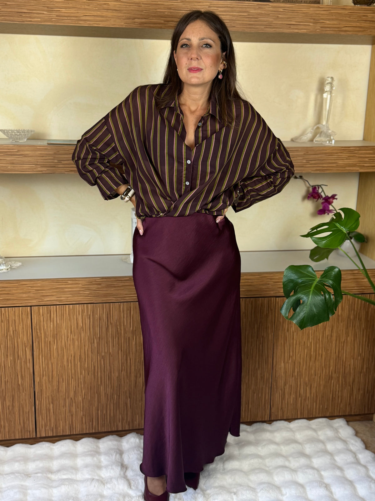Gonna satin bordeaux