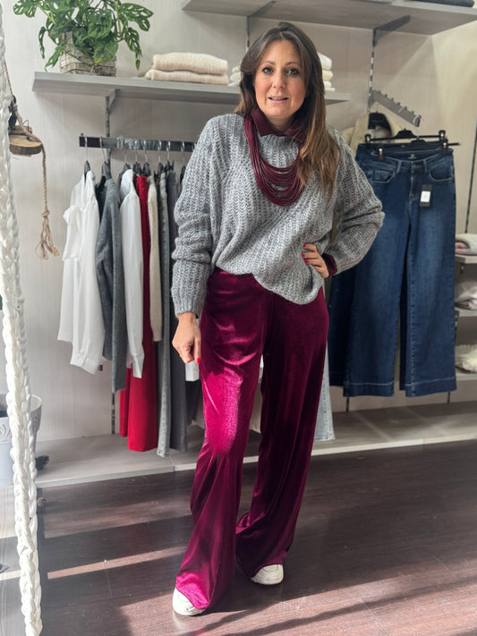 Pantalone velluto bordeaux