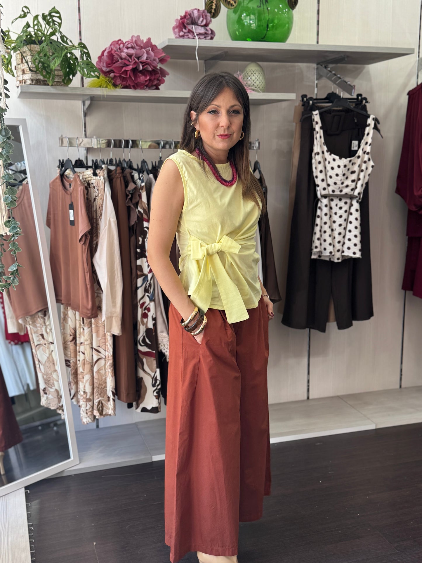 Blusa fiocco cotone giallo