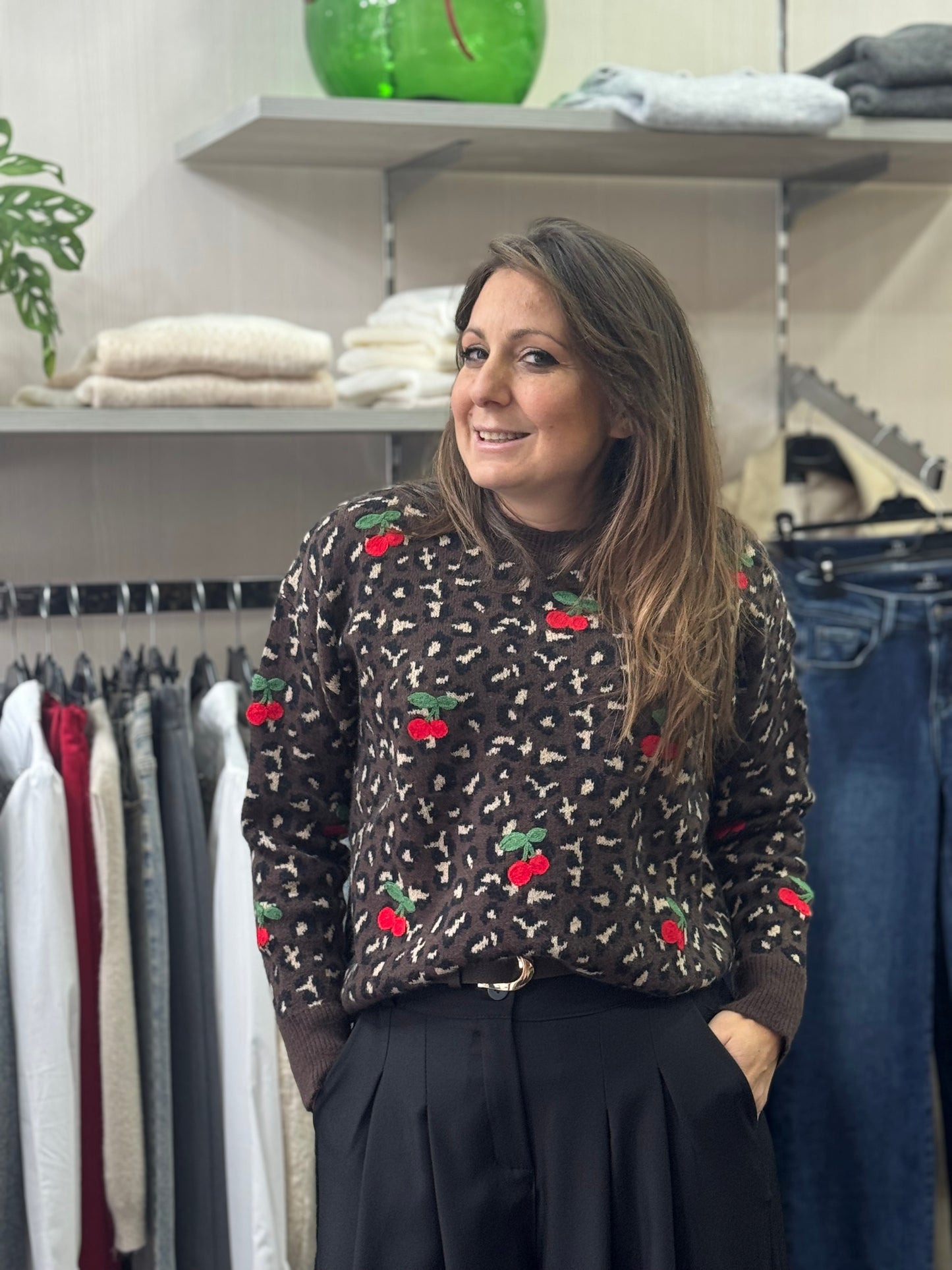 Maglioncino animalier ciliegie moro