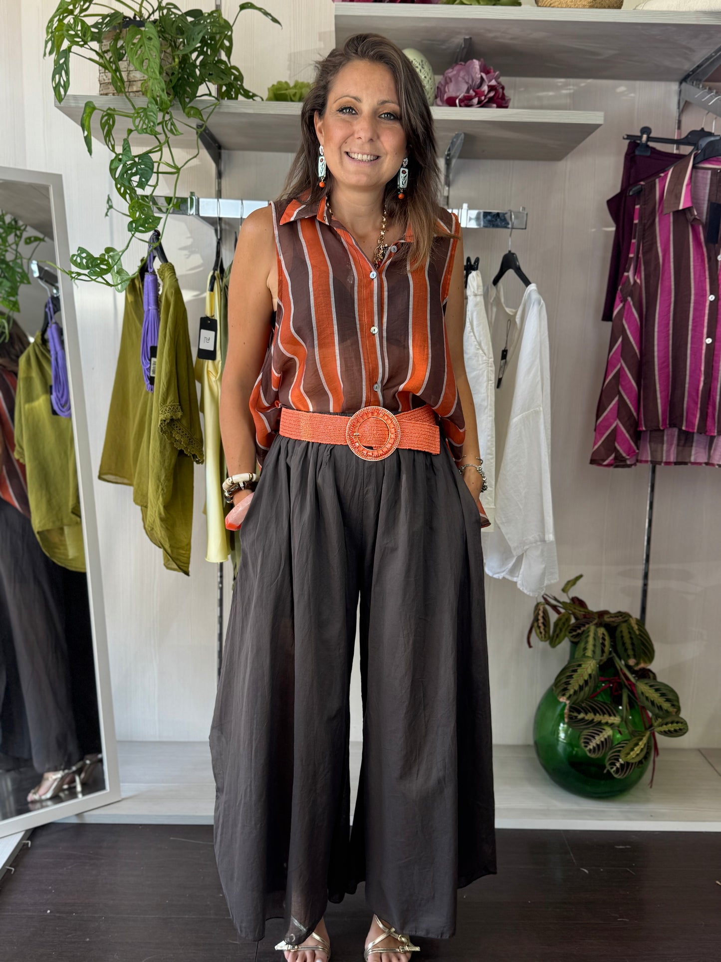 Pantalone mussola cioccolato