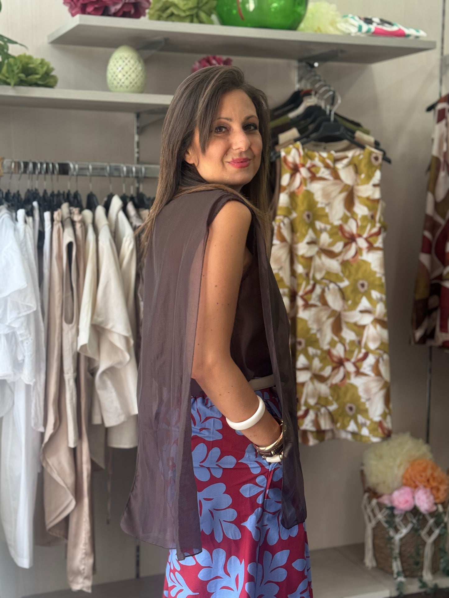 Blusa con davantino velato